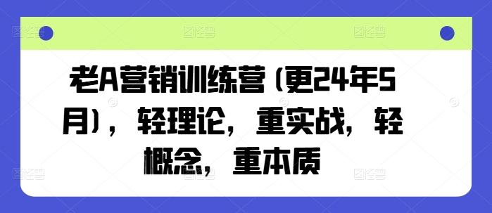 老A营销训练营(更24年6月)，轻理论，重实战，轻概念，重本质-网创星球