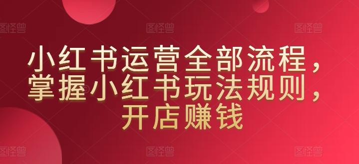 小红书运营全部流程，掌握小红书玩法规则，开店赚钱-网创星球