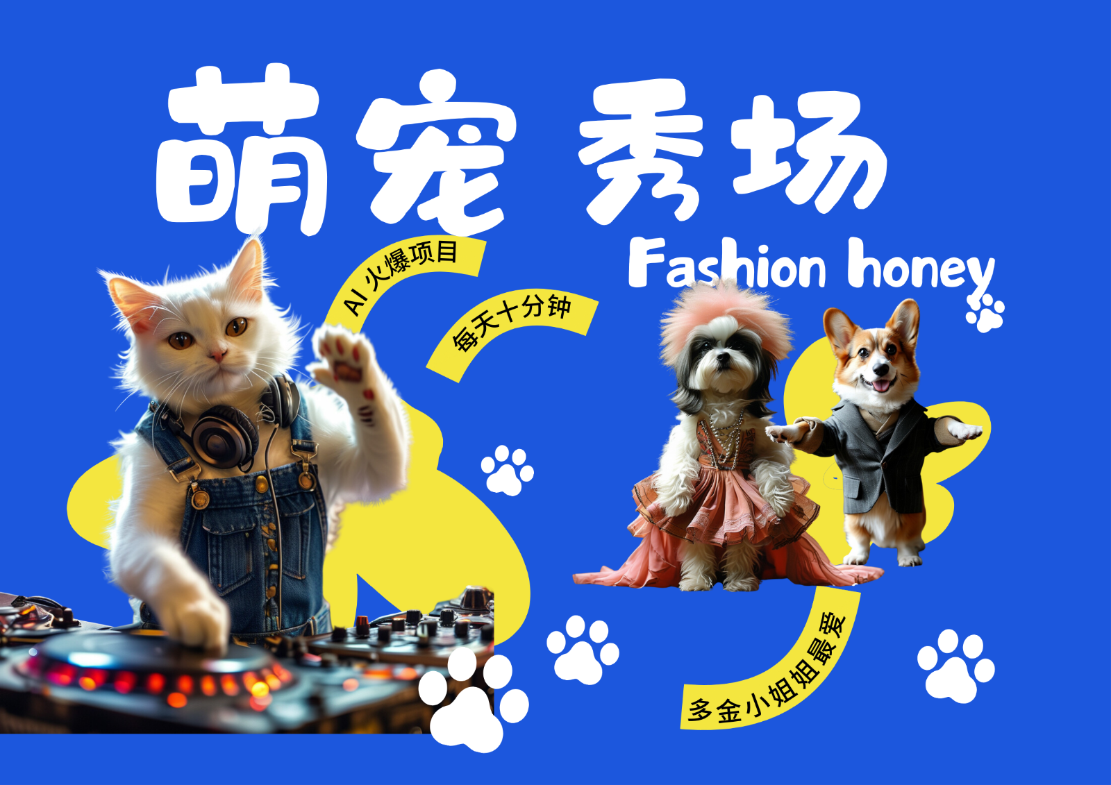 酷飒动物跳舞走秀 时尚喵FASHION汪 多金小姐姐最爱的 轻松月入破W-网创星球