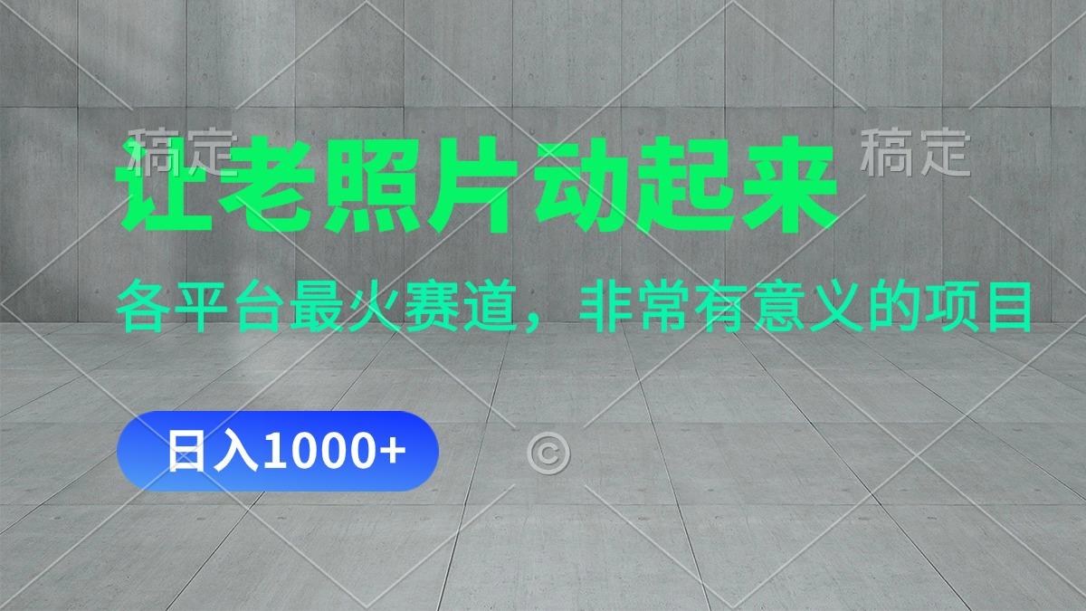 让老照片动起来，一天变现1000+，各平台最火赛道，看完就会-网创星球