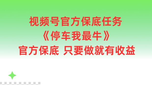 视频号官方保底任务，停车我最牛，官方保底只要做就有收益【揭秘】-网创星球