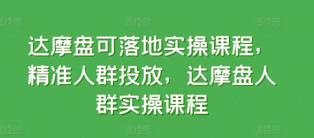 达摩盘可落地实操课程，精准人群投放，达摩盘人群实操课程-网创星球