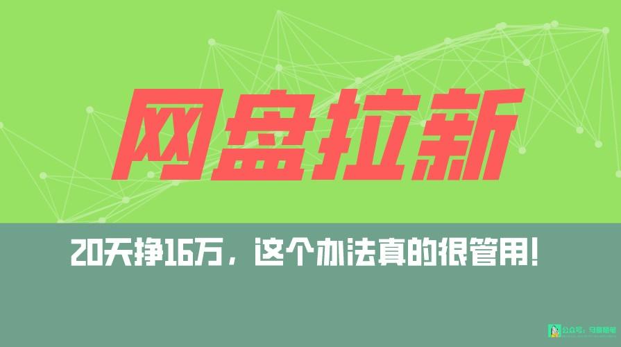 网盘拉新+私域全自动玩法，0粉起号，小白可做，当天见收益，已测单日破5000-网创星球