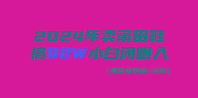 (9329期)2024年卖莆田鞋，搞了92W，小白闭眼操作！-网创星球