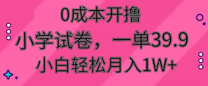 0成本开撸，小学试卷，一单39.9，小白轻松月入1W+-网创星球