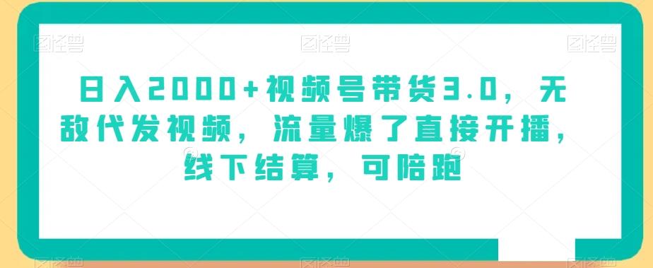 日入2000+视频号带货3.0，无敌代发视频，流量爆了直接开播，线下结算，可陪跑-网创星球