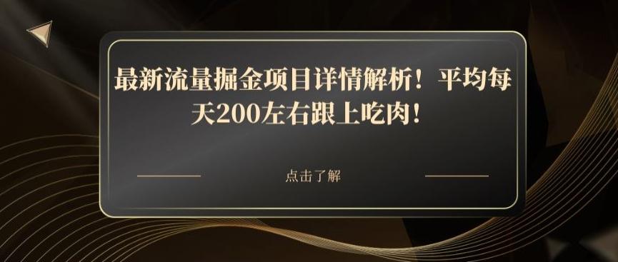 最新流量掘金项目详情解析！平均每天200左右跟上吃肉！-网创星球