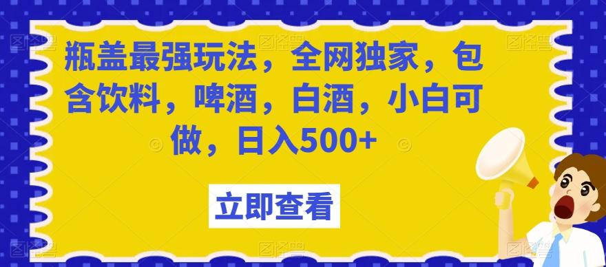 瓶盖最强玩法，全网独家，包含饮料，啤酒，白酒，小白可做，日入500+【揭秘】-网创星球