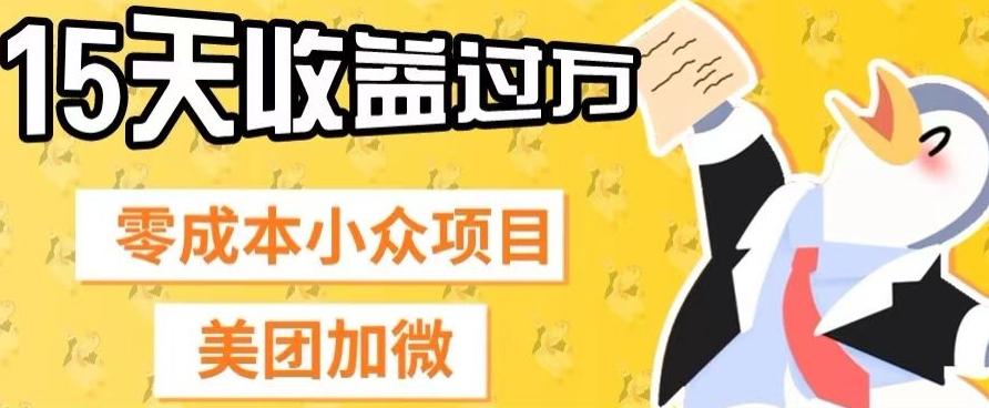 零成本小众项目，美团加微，一单4.5+，15天已经有人赚上万收益-网创星球