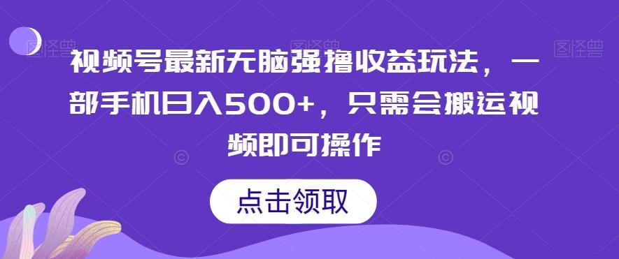 视频号最新无脑强撸收益玩法，一部手机日入500+，只需会搬运视频即可操作-网创星球