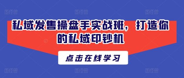 私域发售操盘手实战班，打造你的私域印钞机-网创星球