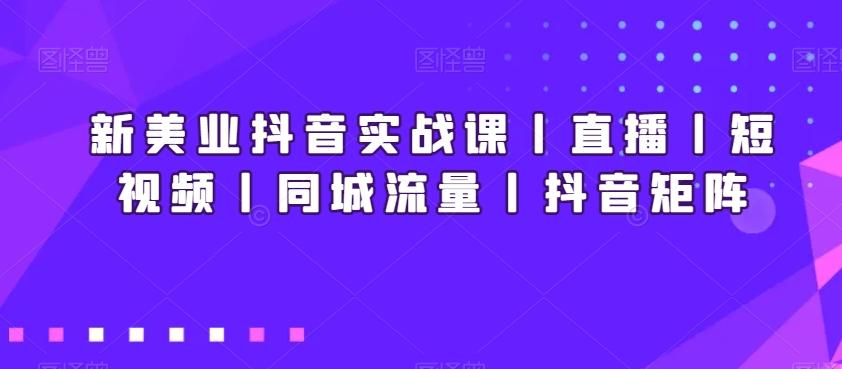 新美业抖音实战课丨直播丨短视频丨同城流量丨抖音矩阵-网创星球