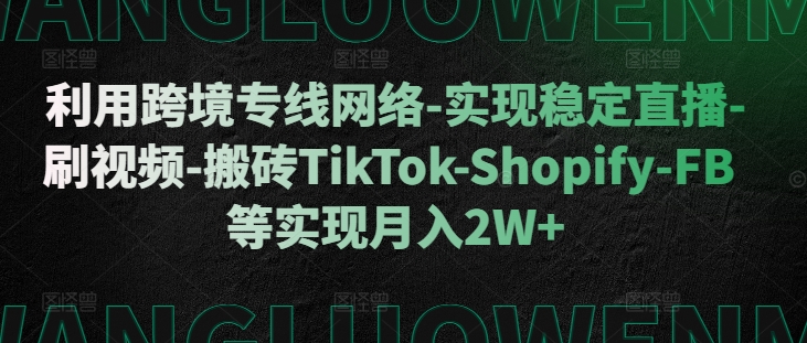 利用跨境专线网络-实现稳定直播-刷视频-搬砖TikTok-Shopify-FB等实现月入2W+【揭秘】-网创星球