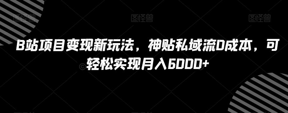 B站项目变现新玩法，神贴私域流0成本，可轻松实现月入6000+【揭秘】-网创星球