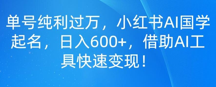 单号纯利过万，小红书AI国学起名，日入600+，借助AI工具快速变现-网创星球