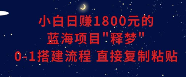 小白能日赚1800元的蓝海项目”释梦”0-1搭建流程可直接复制粘贴长期做【揭秘】-网创星球