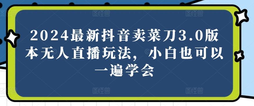 2024最新抖音卖菜刀3.0版本无人直播玩法，小白也可以一遍学会【揭秘】-网创星球