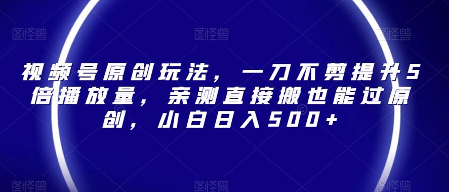 视频号原创玩法，一刀不剪提升5倍播放量，亲测直接搬也能过原创，小白日入500+【揭秘】-网创星球