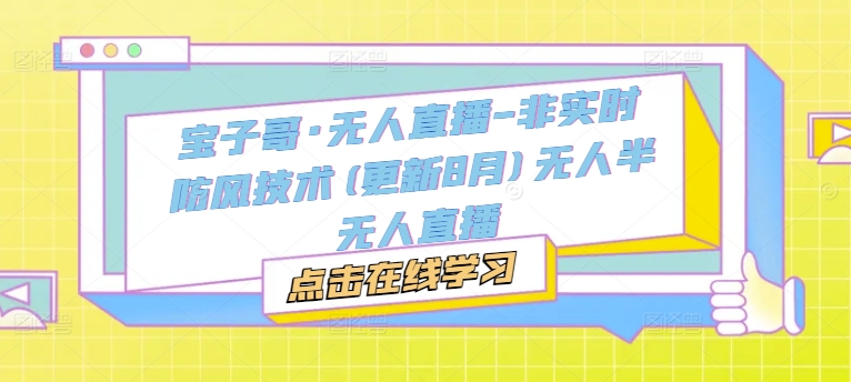 宝子哥·无人直播-非实时防风技术(更新8月)无人半无人直播-网创星球