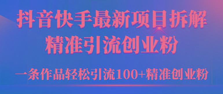 (9447期)2024年抖音快手最新项目拆解视频引流创业粉，一天轻松引流精准创业粉100+-网创星球