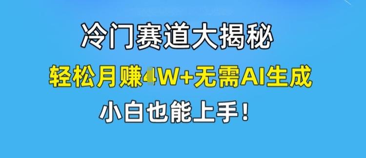 冷门赛道大揭秘，轻松月赚1W+无需AI生成，小白也能上手【揭秘】-网创星球