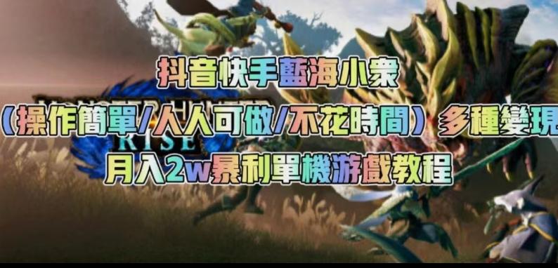 抖音快手蓝海小众（操作简单人人可做不花时间）多种变现月入2w＋暴利单机游戏教程-网创星球