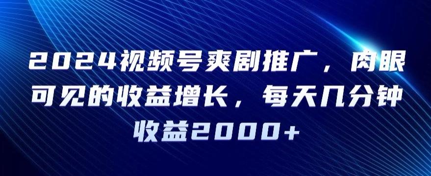 2024视频号爽剧推广，肉眼可见的收益增长，每天几分钟收益2000+【揭秘】-网创星球