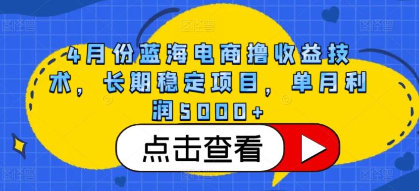 4月份蓝海电商撸收益技术，长期稳定项目，单月利润5000+【揭秘】-网创星球