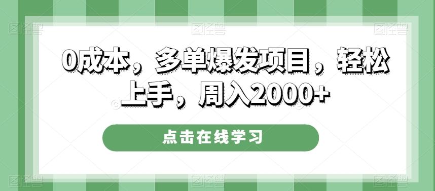 0成本，多单爆发项目，轻松上手，周入2000+-网创星球