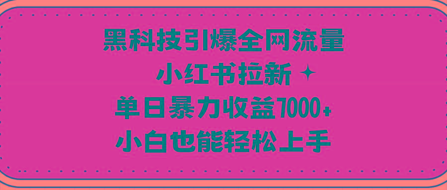 (9679期)黑科技引爆全网流量小红书拉新，单日暴力收益7000+，小白也能轻松上手-网创星球
