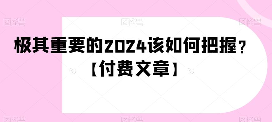 极其重要的2024该如何把握？【付费文章】-网创星球