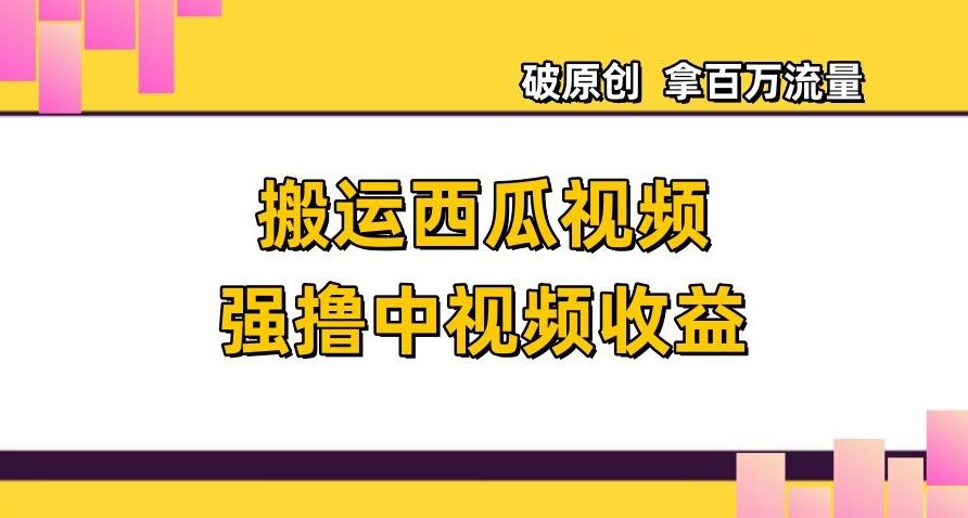 搬运西瓜视频强撸中视频收益，日赚600+破原创，拿百万流量【揭秘】-网创星球