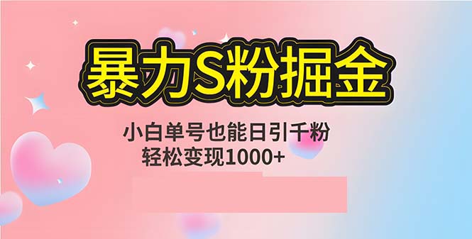 单人单机日引千粉，变现1000+，S粉流量掘金计划攻略-网创星球