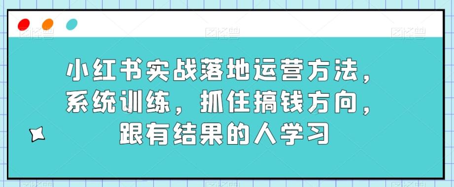 小红书实战落地运营方法，系统训练，抓住搞钱方向，跟有结果的人学习-网创星球