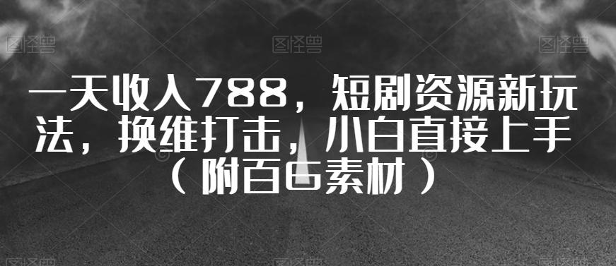一天收入788，短剧资源新玩法，换维打击，小白直接上手（附百G素材）【揭秘】-网创星球