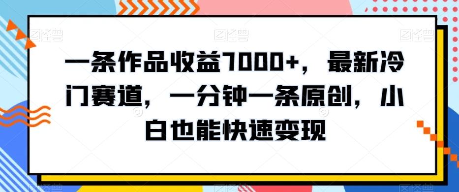 一条作品收益7000+，最新冷门赛道，一分钟一条原创，小白也能快速变现-网创星球