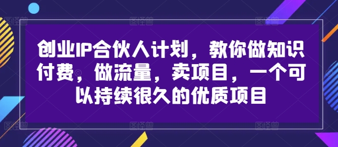 创业IP合伙人计划，教你做知识付费，做流量，卖项目，一个可以持续很久的优质项目-网创星球