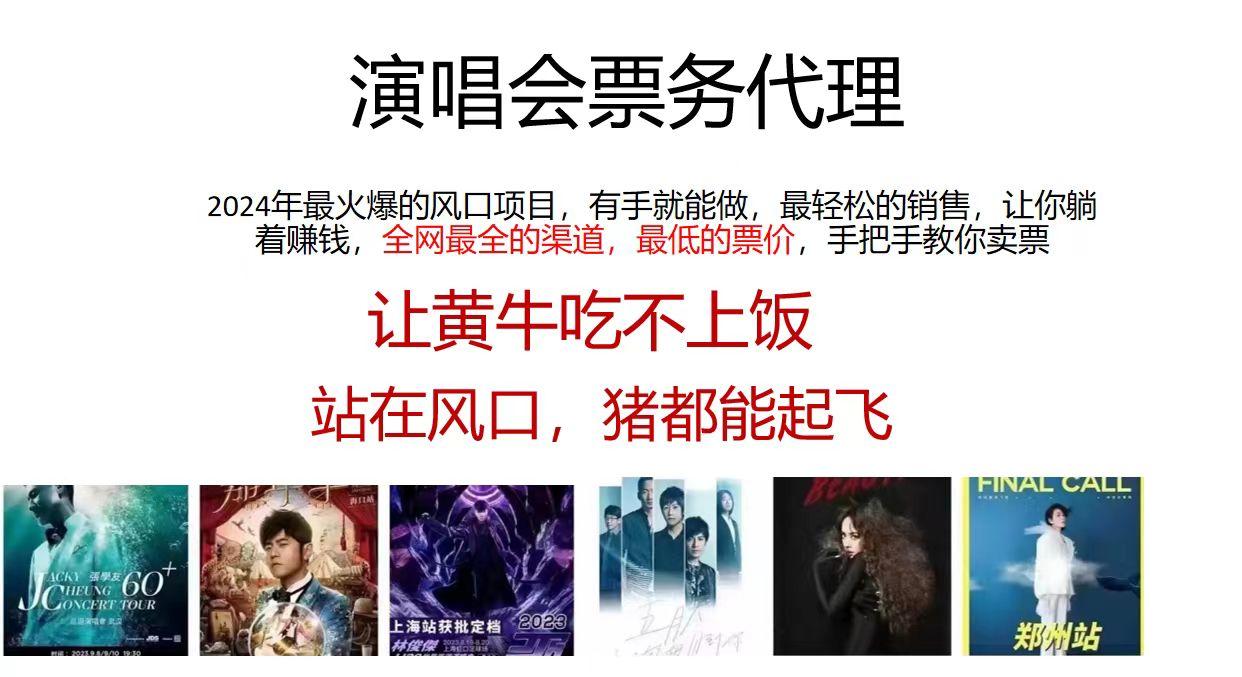 演唱会2024票务代理，全网最低的票价，手把手教你卖票，日入2000+-网创星球