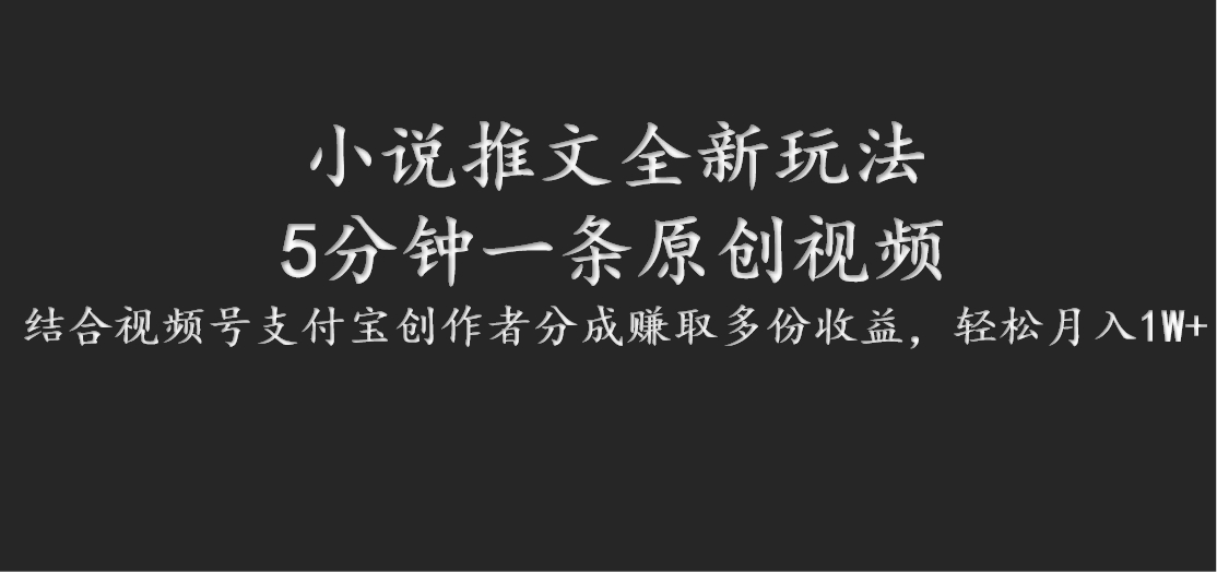 小说推文全新玩法，5分钟一条原创视频，结合视频号支付宝创作者分成赚取多份收益-网创星球