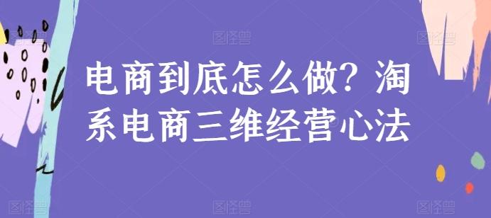 电商到底怎么做？淘系电商三维经营心法-网创星球