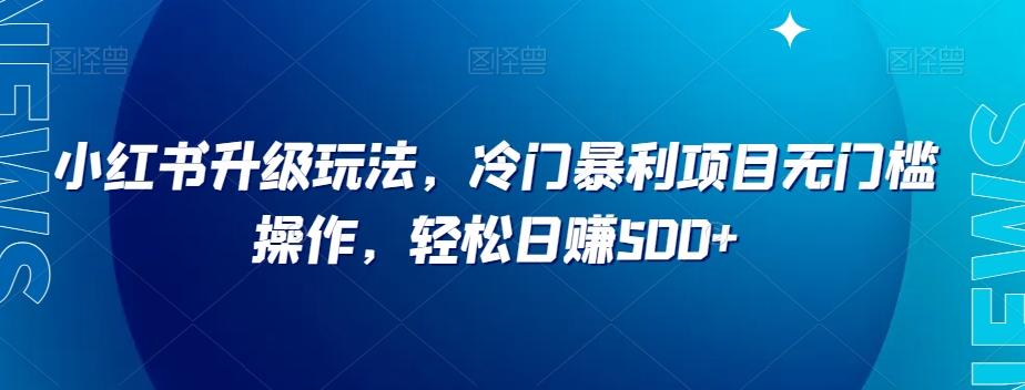 小红书升级玩法，冷门暴利项目无门槛操作，轻松日赚500+【揭秘】-网创星球