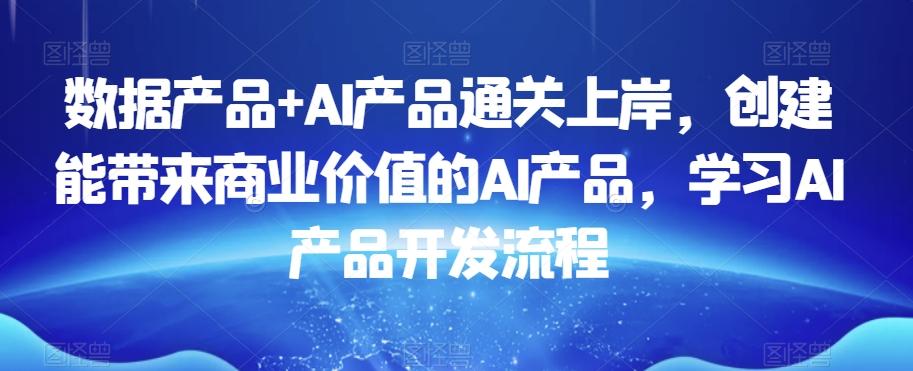 数据产品+AI产品通关上岸，创建能带来商业价值的AI产品，学习AI产品开发流程-网创星球