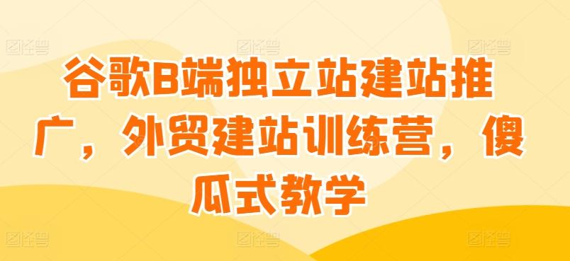 谷歌B端独立站建站推广，外贸建站训练营，傻瓜式教学-网创星球