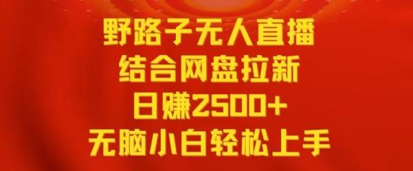 野路子无人直播结合网盘拉新，日赚2500+，小白无脑轻松上手【揭秘】-网创星球